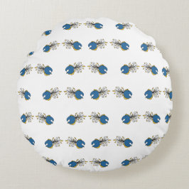 Almofada Redonda Peixe-pavão azul e amarelo