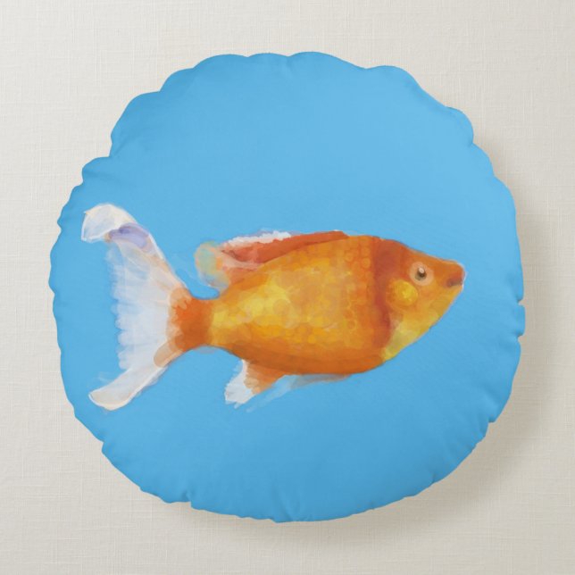 Almofada Redonda Peixe pequeno laranja (Frente)