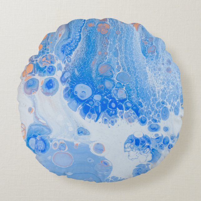 Almofada Redonda Peixes de água laranja e branca (Frente)