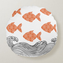 Almofada Redonda Peixes e Ondas