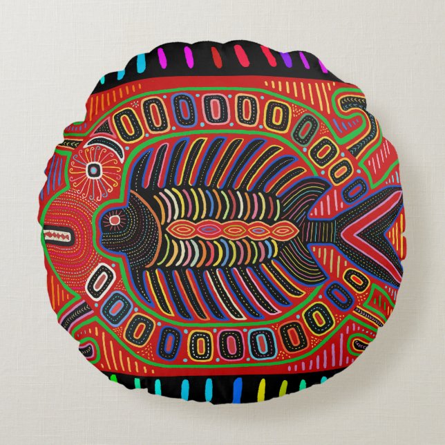 Almofada Redonda Peixes Voadores Indianos de Mola (Frente)