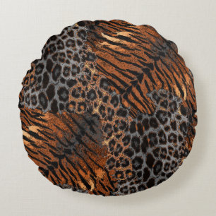 Almofada Redonda Pele de tigre leopardo na moda