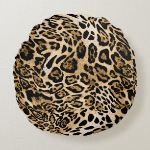 Almofada Redonda Pele-leopardo africana: Textura animal sem costura