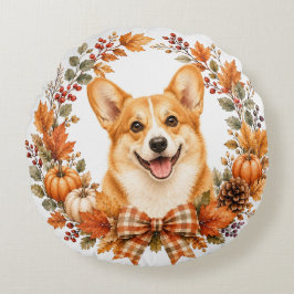 Almofada Redonda Pembroke Welsh Corgi Outono