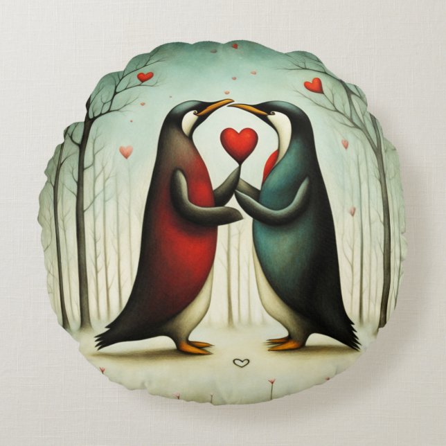 Almofada Redonda Penguin Love 2 (Frente)