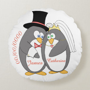 Almofada Redonda Penguin Love Personalised Keepsasaokit