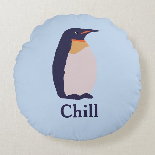 Almofada Redonda Penguins, chill (Frente)