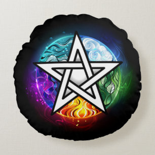 Almofada Redonda Pentagrama do Wiccan