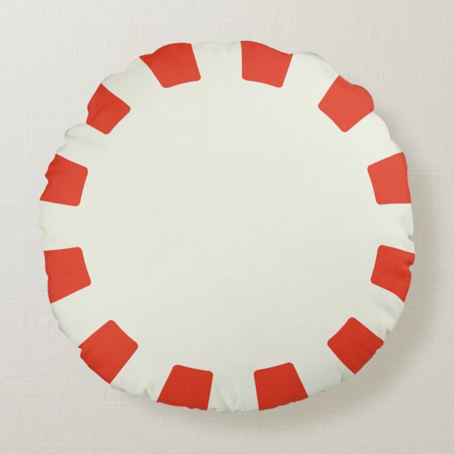 Almofada Redonda Pepperminaria Branca e Vermelha (Frente)