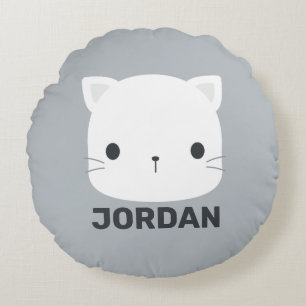 Almofada Redonda Pequeno Gato Bonito com Nome Personalizado