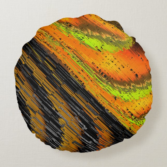 Almofada Redonda Pequeno mosaico amarelado transversal e deformado (Verso)