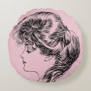 Almofada Redonda Perfil de uma menina de Gibson, 1903