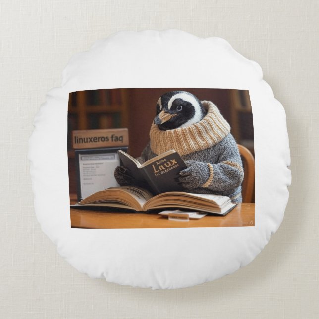 Almofada Redonda Perguntas frequentes sobre Linuxeros (Frente)