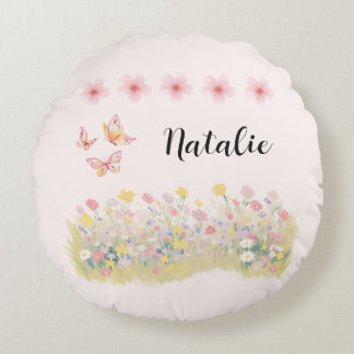 Almofada Redonda Personalizada de Flores Silvestre