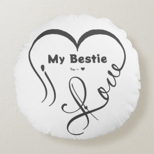 Almofada Redonda Personalizado Eu Amo Meu Melhor Amigo • Você = ♥