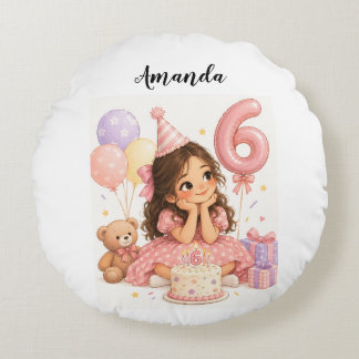 Almofada Redonda personalizado menina de 6 anos de idade