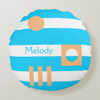 Almofada Redonda Personalizado Na Lua Cyan Peach Baby