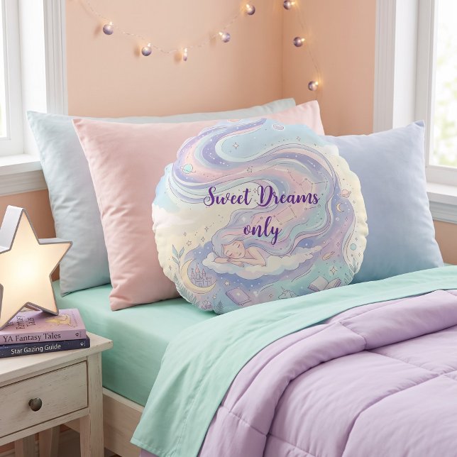 Almofada Redonda Personalizado Sonho Pastel Celestial (Criador carregado)