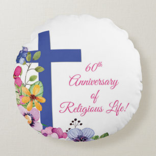 Almofada Redonda Personalizar, 60º aniversário freira religiosa