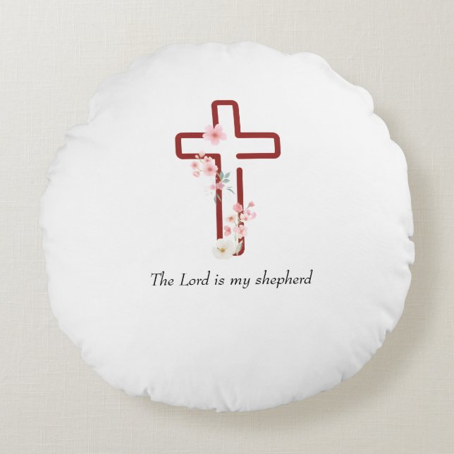 Almofada Redonda Personalizar a Cruz Holly de Natal (Frente)