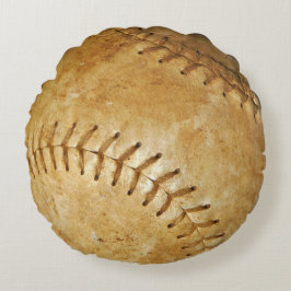 Almofada Redonda Personalizar Branco Vintage Softbol Costura branca