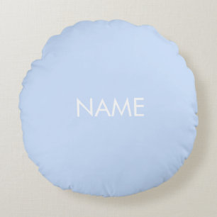 Almofada Redonda Personalizar com nome, texto mínimo azul-claro