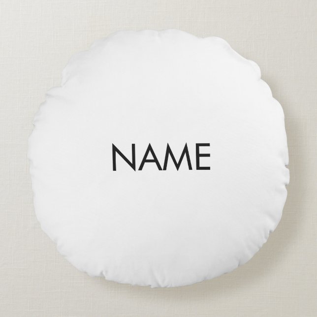 Almofada Redonda Personalizar com nome, texto preto minimalista (Frente)