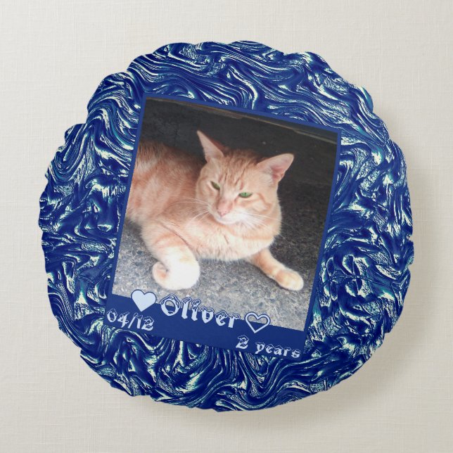 Almofada Redonda Personalizar o animal de estimação do fotograma fo (Frente)