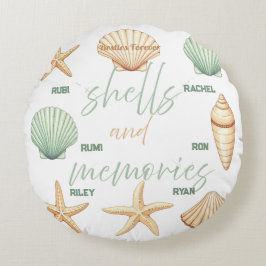 Almofada Redonda Personalize Conchas e Memórias: Oceano Mínimo