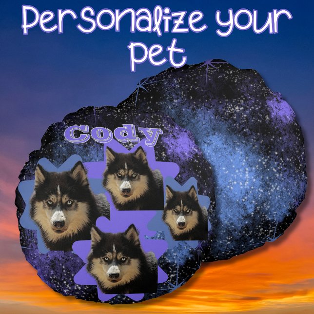 Almofada Redonda Personalize o seu animal adorava uma estrela 90 (Criador carregado)