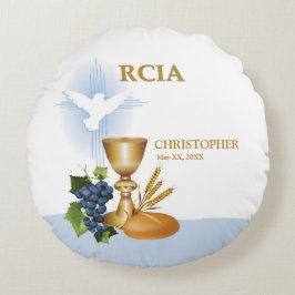 Almofada Redonda Personalize, RCIA Parabéns Sacramento Católico