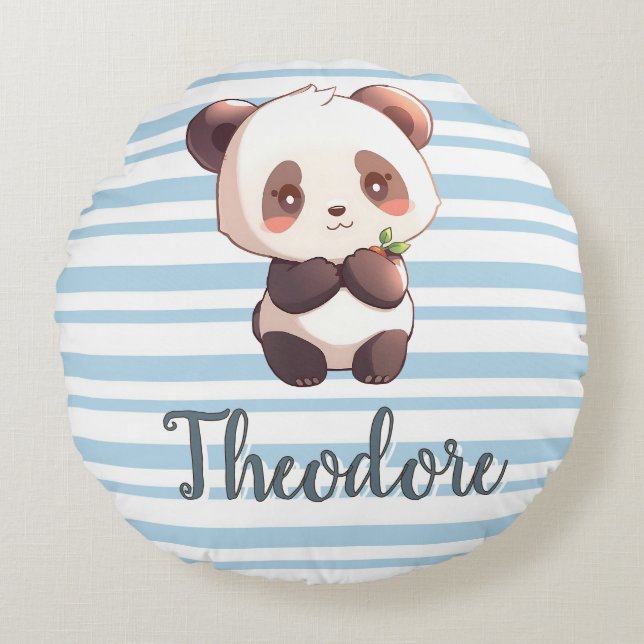 Almofada Redonda Personalized Cute Panda Sweet Dreams Round Pillow (Frente)