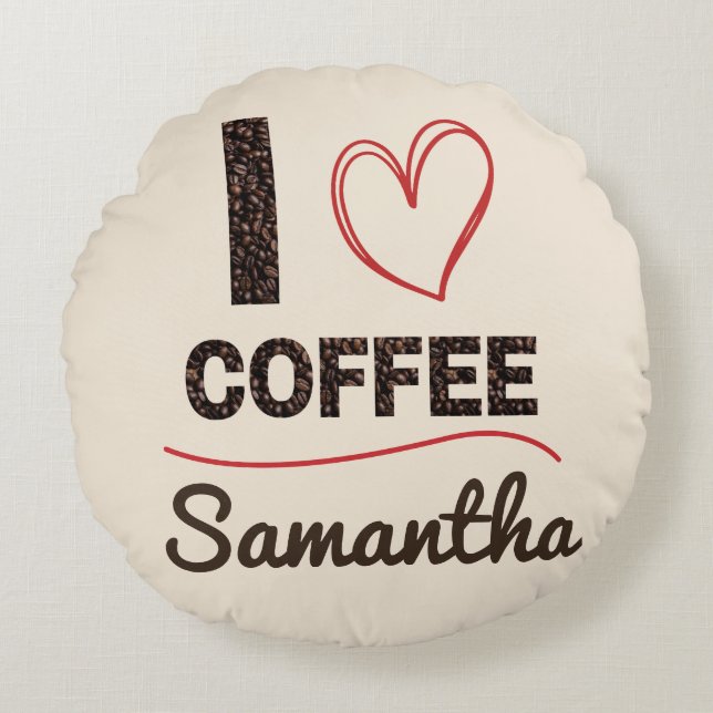 Almofada Redonda Personalized I Love Coffee (Frente)