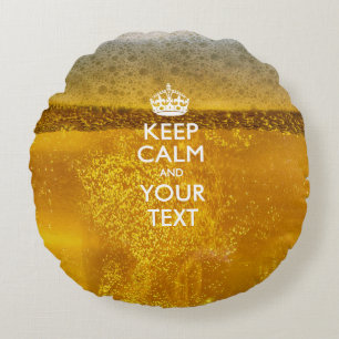 Almofada Redonda Personalized KEEP CALM AND Your Text on Beer