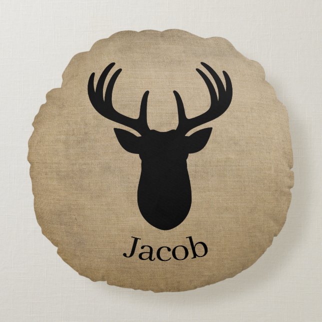 Almofada Redonda Personalized Name Deer  (Frente)