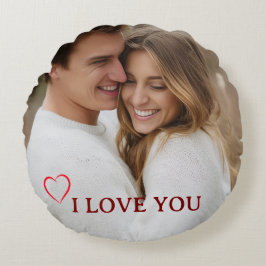 Almofada Redonda Personalized Photo Valentine's Day Round Pillow