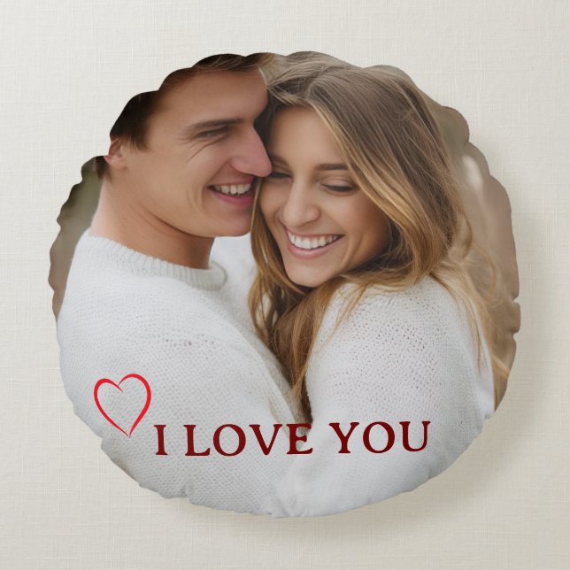 Almofada Redonda Personalized Photo Valentine's Day Round Pillow (Frente)