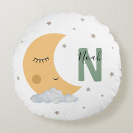 Almofada Redonda Personalized Sage Green Moon Nursery Throw Pillow