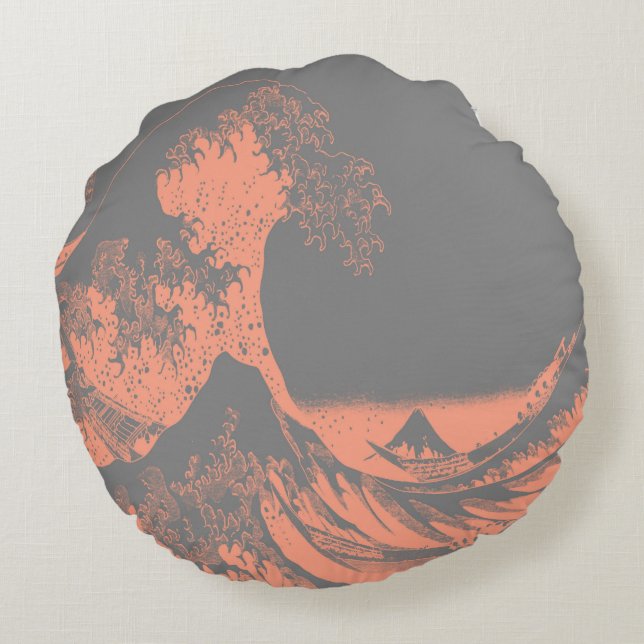 Almofada Redonda Pêssego e Cinza do Travesseiro redondo Wave do Exc (Verso)