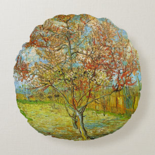 Almofada Redonda Pessegueiro Rosa em Flor por Vincent van Gogh
