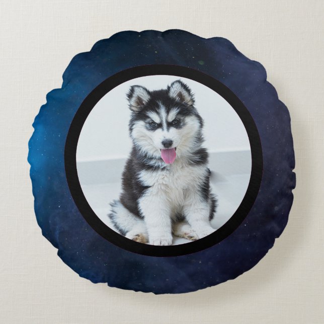 Almofada Redonda Pet photo - dark blue (Frente)