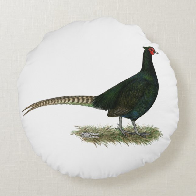 Almofada Redonda Pheasant Black Rooster (Verso)