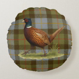 Almofada Redonda Pheasant on Tartan / Tweed Cushion Home Decor