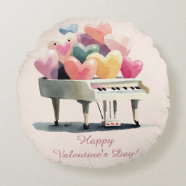 Almofada Redonda Piano de Corações de Amor Dia dos Namorados