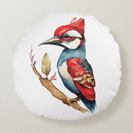 Almofada Redonda Pica-pau vermelho e azul
