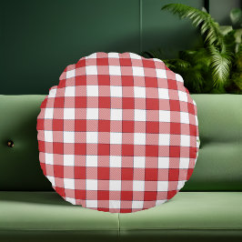 Almofada Redonda Picnic branco equino elegante do interior checado