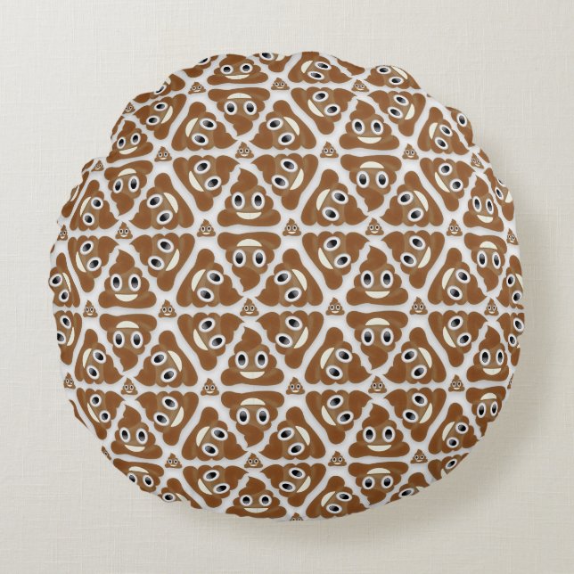 Almofada Redonda Pilha de Poo Emoji (Frente)