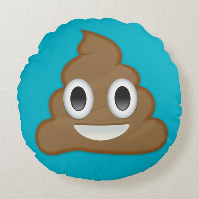 Almofada Redonda Pilha de Poo Emoji (Frente)