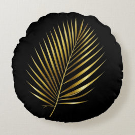 Almofada Redonda Pillow Golden Palm Frond Exotic Luxe Cushion