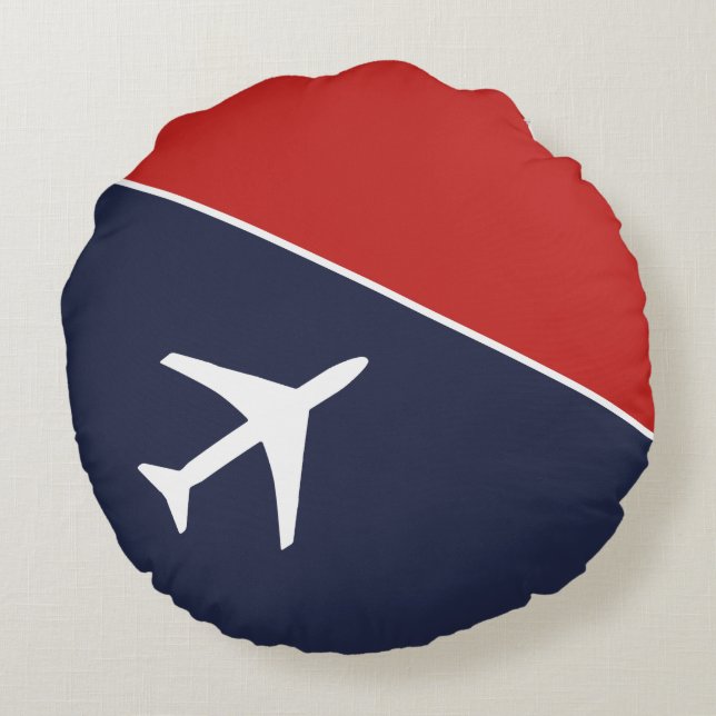 Almofada Redonda Piloto de avião de avião de avião branco Funky (Verso)